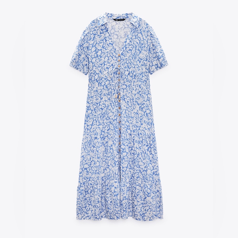 Zara Floral Print Shirt Dress Size Medium